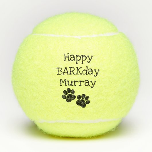 Black Happy Barkday Birthday Pet Dog Speelgoed Tennisballen (Voorkant)