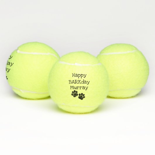 Black Happy Barkday Birthday Pet Dog Speelgoed Tennisballen (Multi)