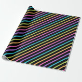 Black Happy Birthday Stripes Cadeaupapier (Uitgerold)