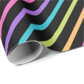 Black Happy Birthday Stripes Cadeaupapier (Rol Hoek)