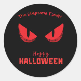 Black Happy Halloween enge starende rode ogen Ronde Sticker
