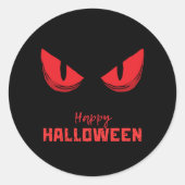 Black Happy Halloween enge starende rode ogen Ronde Sticker (Voorkant)