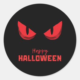 Black Happy Halloween enge starende rode ogen Ronde Sticker