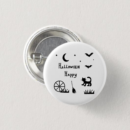 Black Happy Halloween horror spooky Ronde Button 3,2 Cm (Voorkant /achterkant)