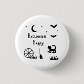Black Happy Halloween horror spooky Ronde Button 3,2 Cm (Voorkant)