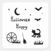 Black Happy Halloween horror spooky Vierkante Sticker (Voorkant)
