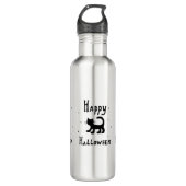 Black Happy Halloween horror spooky Waterfles (Voorkant)