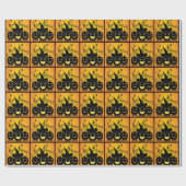 Black Happy Halloween Pumpkins Cadeaupapier (Vlak)