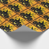 Black Happy Halloween Pumpkins Cadeaupapier (Hoek)