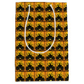 Black Happy Halloween Pumpkins Medium Cadeauzakje (Voorkant)