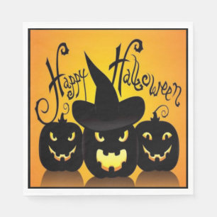 Black Happy Halloween Pumpkins Servet