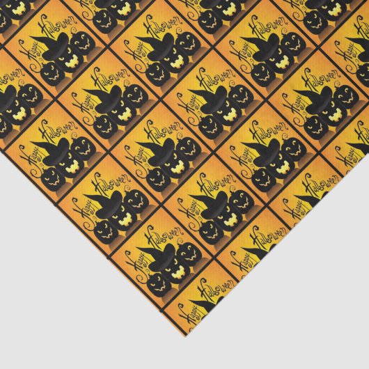 Black Happy Halloween Pumpkins Tissuepapier (Detail)