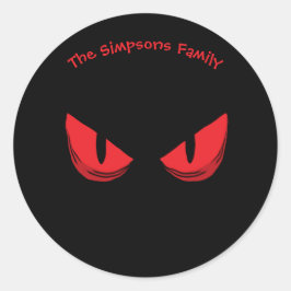 Black Happy Halloween Scary Staring Red Eyes Class Ronde Sticker