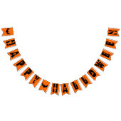 Black Happy Halloween Tekst Bat Oranje Achtergrond Vlaggetjes (Alle)