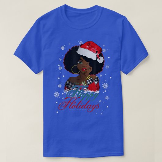 Black Happy Holidays African American Santa Mrs Cl T-shirt (Design voorkant)
