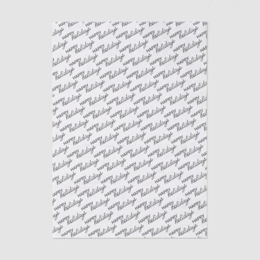 Black Happy Holidays Wordart Pattern On White Tissuepapier (Voorkant)