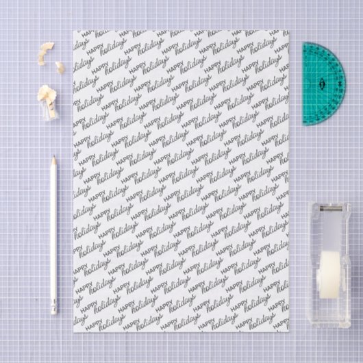 Black Happy Holidays Wordart Pattern On White Tissuepapier (Craft)