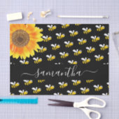 Black happy hommble bijen sunflower-monogramscript tissuepapier (Craft)