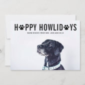 Black Happy Howlidays Bold Typography Pet Holiday Feestdagenkaart (Voorkant)