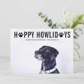 Black Happy Howlidays Bold Typography Pet Holiday Feestdagenkaart (Staand voorkant)