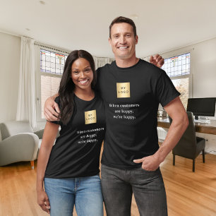 Black Happy-klanten zakelijke logo slogan T-shirt