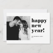 Black Happy New Year 2022 Bold Typography Photo Feestdagenkaart (Voorkant)