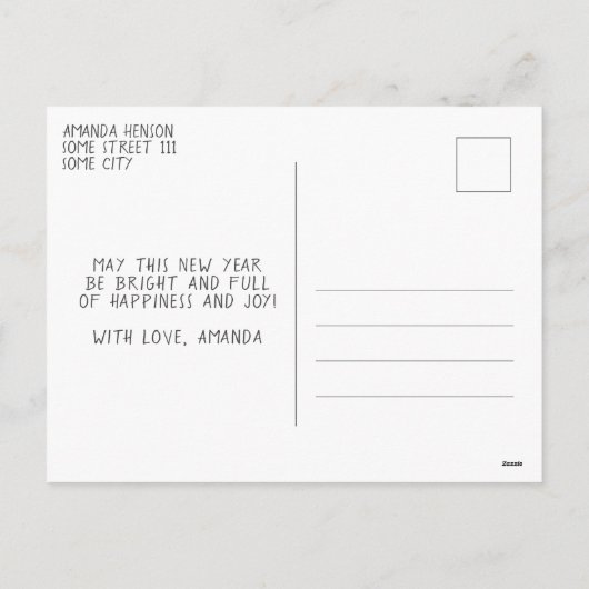 Black Happy New Year 2023 Script Star-patroon Feestdagenkaart (Achterkant)