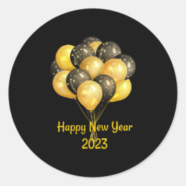 Black Happy New Years 2023 Ronde Sticker