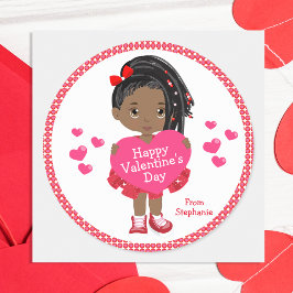 Black Happy Valentine's Day Classic Round Stick Ronde Sticker