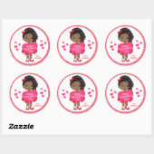 Black Happy Valentine's Day Classic Round Stick Ronde Sticker (Vel)