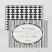 Black Harlequin Checkered Bridal Registry Informatiekaartje (Voorkant / Achterkant)