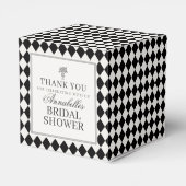 Black Harlequin Checkered Bridal Shower Bedankdoosjes (Achterkant)
