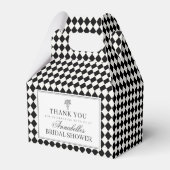 Black Harlequin Checkered Bridal Shower Bedankdoosjes (Achterkant)