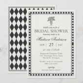 Black Harlequin Checkered Bridal Shower Kaart (Voorkant / Achterkant)