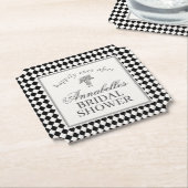 Black Harlequin Checkered Bridal Shower Kartonnen Onderzetters (Gekanteld)