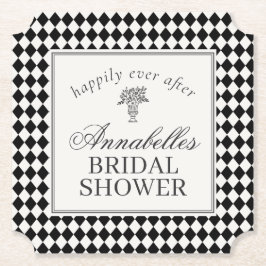 Black Harlequin Checkered Bridal Shower Kartonnen Onderzetters