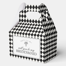 Black Harlequin Checkered Bridesmaid Proposal Box Bedankdoosjes