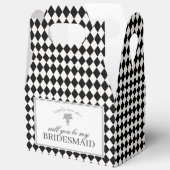 Black Harlequin Checkered Bridesmaid Proposal Box Bedankdoosjes (Open)