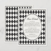 Black Harlequin Checkered Finer Details Wedding Informatiekaartje (Voorkant / Achterkant)