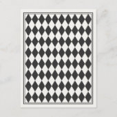 Black Harlequin Checkered Finer Details Wedding Informatiekaartje (Achterkant)