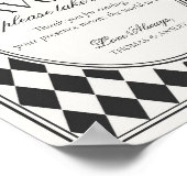 Black Harlequin Checkered Wedding Favors Sign Poster (Hoek)