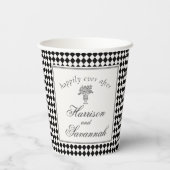 Black Harlequin Checkered Wedding Papieren Bekers (Achterkant)