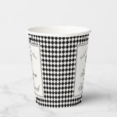 Black Harlequin Checkered Wedding Papieren Bekers (Rechts)