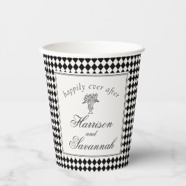 Black Harlequin Checkered Wedding Papieren Bekers