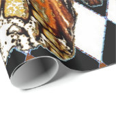 BLACK HARLEQUIN PATTERNED BROWN-WHITE BUTTERFL CADEAUPAPIER (Rol Hoek)