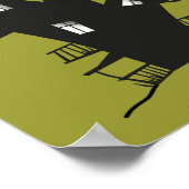 Black Haunted House op een moerasgroene achtergron Poster (Hoek)