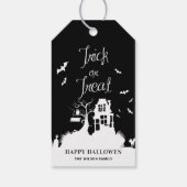 Black Haunted House Trick or treat Halloween Cadeaulabel (Achterkant)