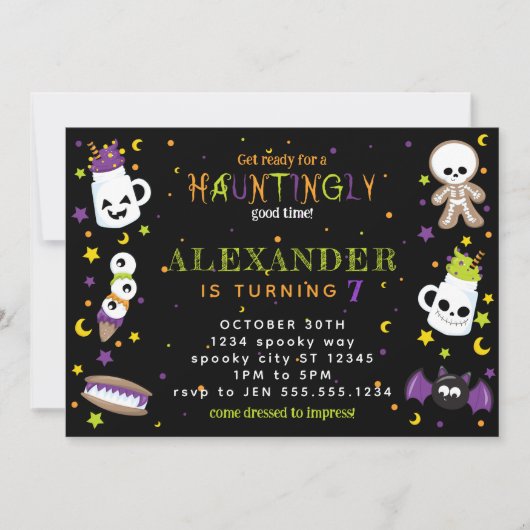 Black Haunting Halloween Verjaardag Kaart (Voorkant)