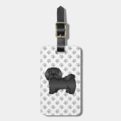 Black Havanese Cute Cartoon Dog & Custom Text Bagagelabel (Voorkant verticaal)