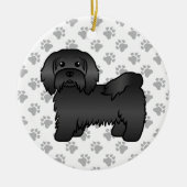 Black Havanese Cute Cartoon Dog Illustratie Keramisch Ornament (Voorkant)